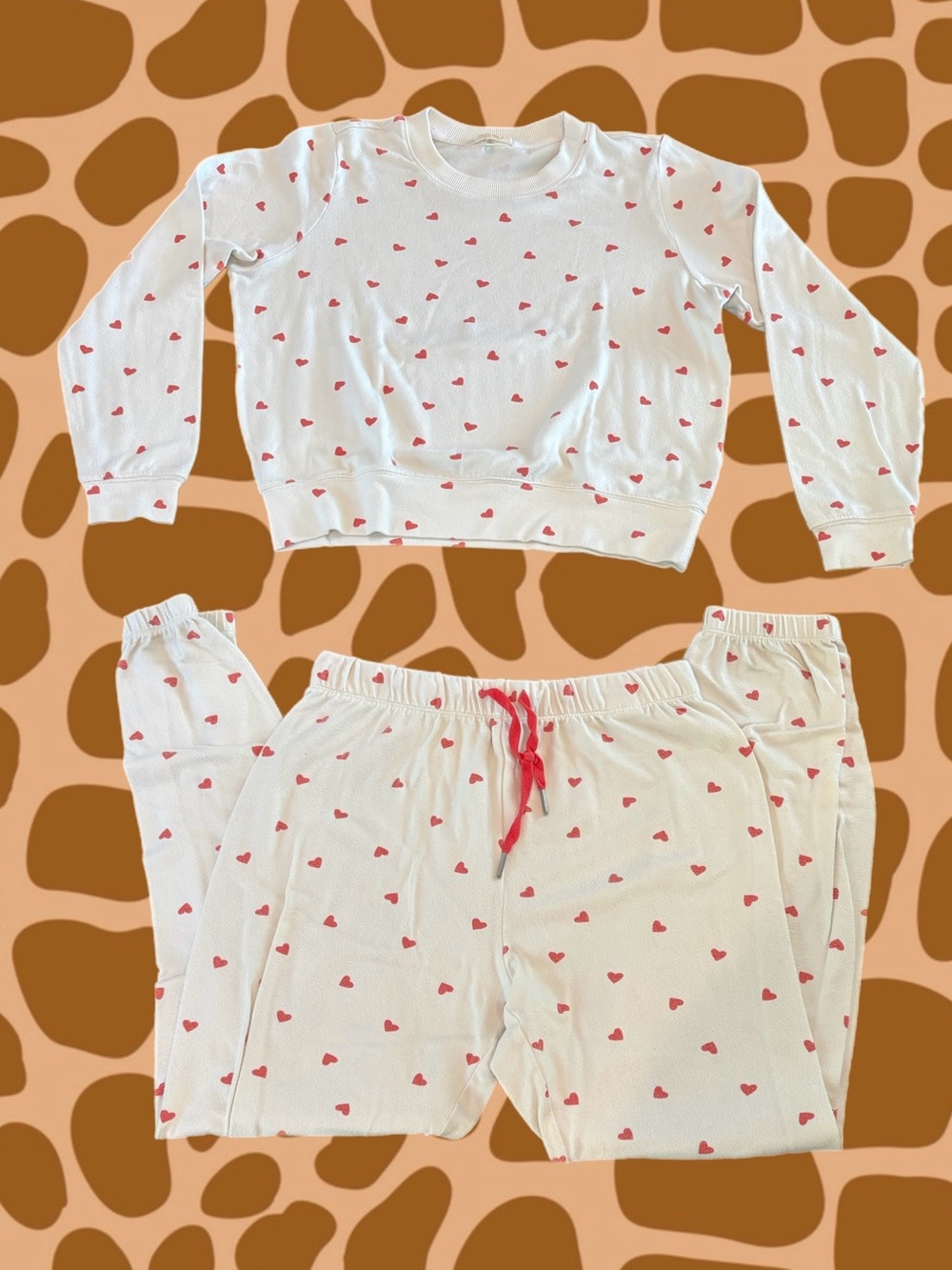 Z Supply Heart Print Sweatshirt (XS) & Jogger Pants (S) Lounge Set